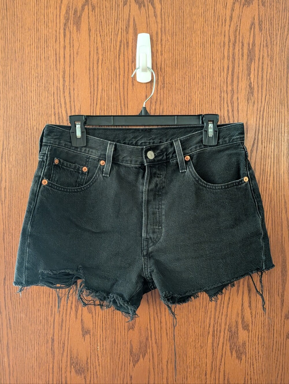 Levi's Distressed Black Denim Shorts Size 29